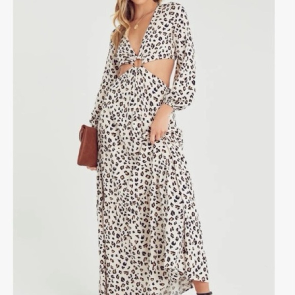 VICI NWOT Leopard Print Cutout Maxi Dress Spring Summer Sundress Maximalist Med